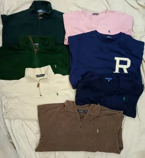 Ralph Lauren 1/4 zip and crew neck sweat shirts