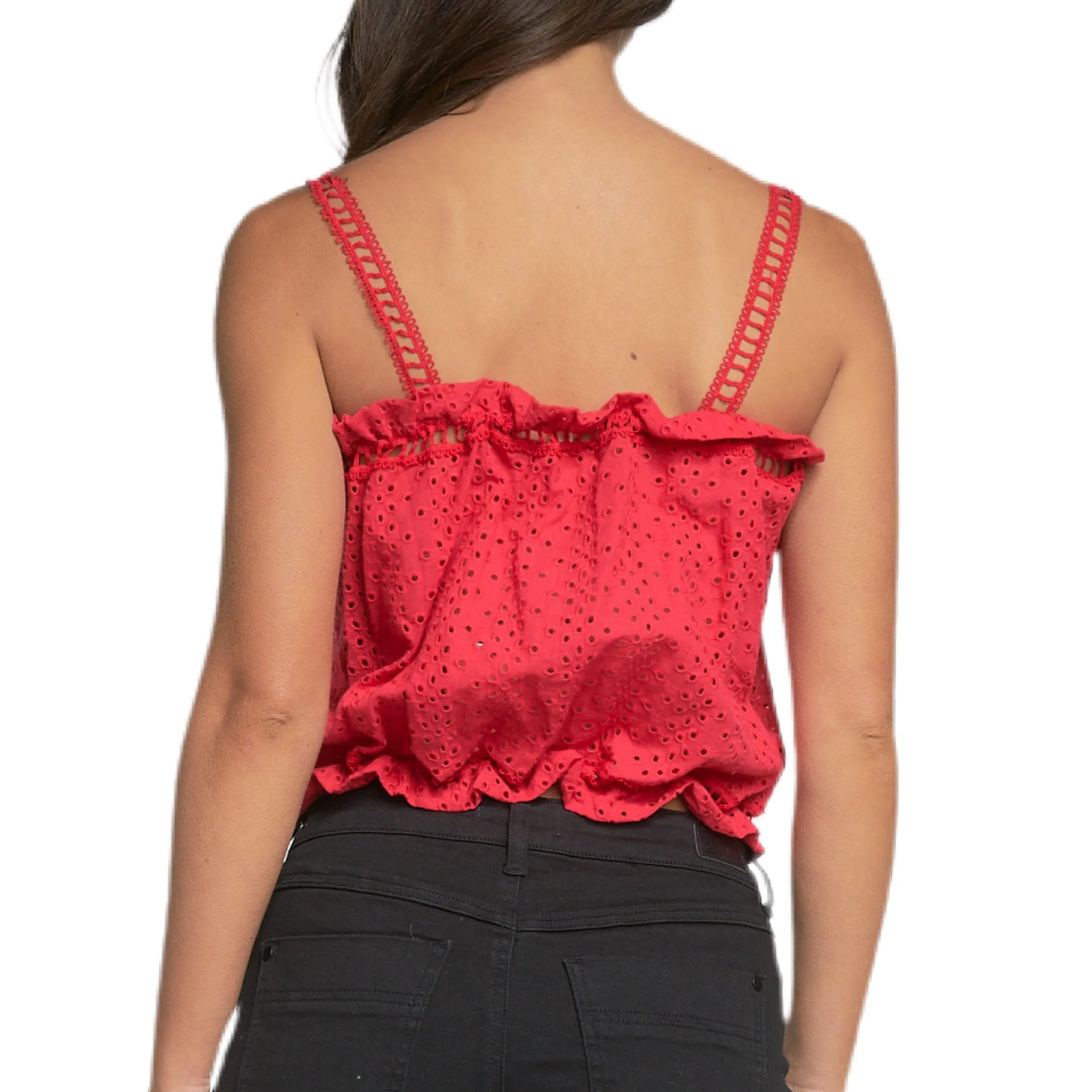 Ruffled Tank Top - Red