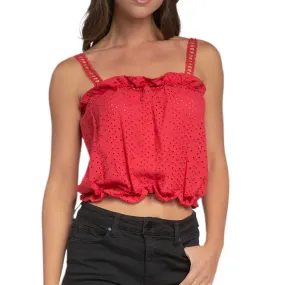 Ruffled Tank Top - Red