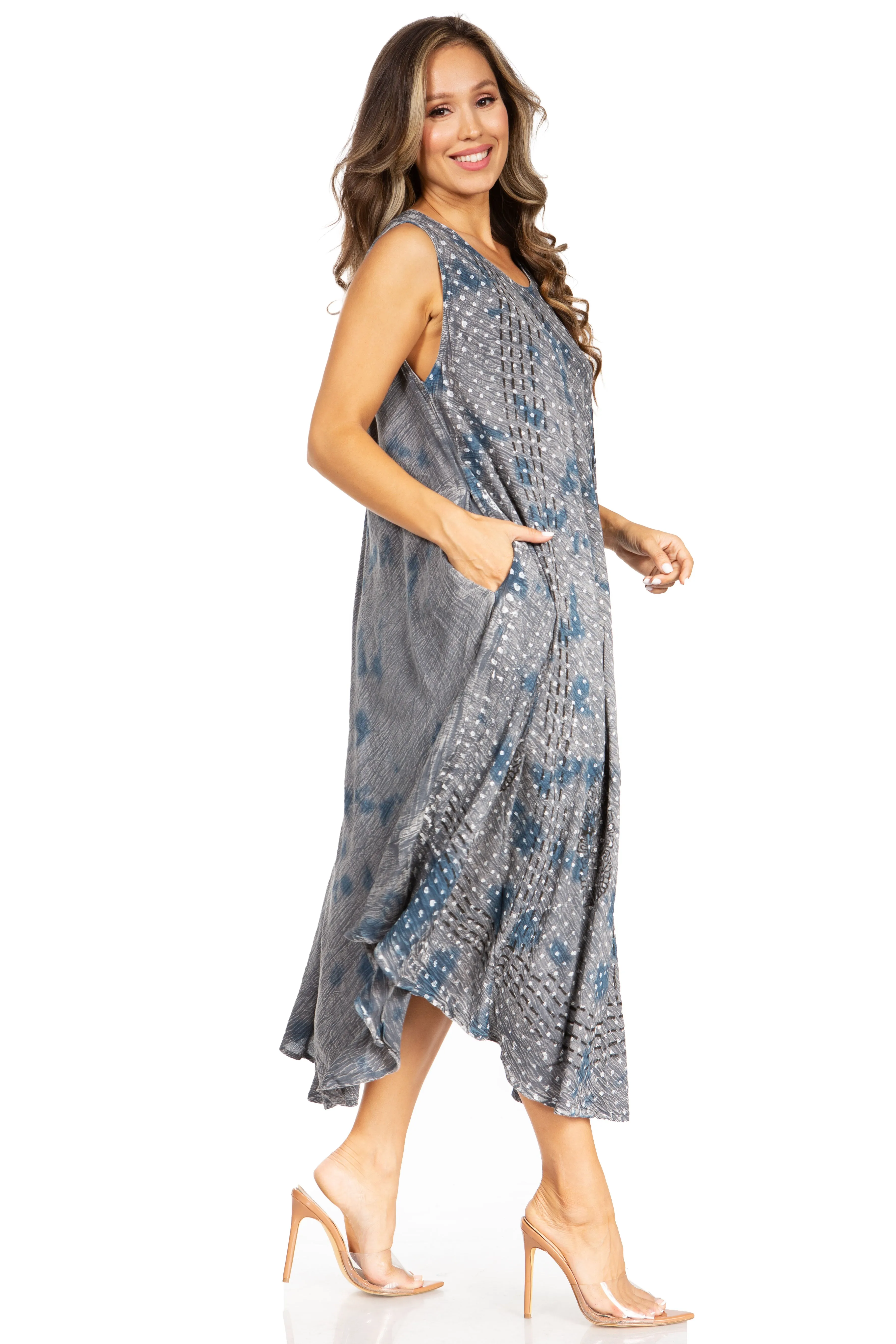 Sakkas Starlight Fourth Women's Tie Dye Caftan Tank Dress/Cover Up  Beach Kaftan