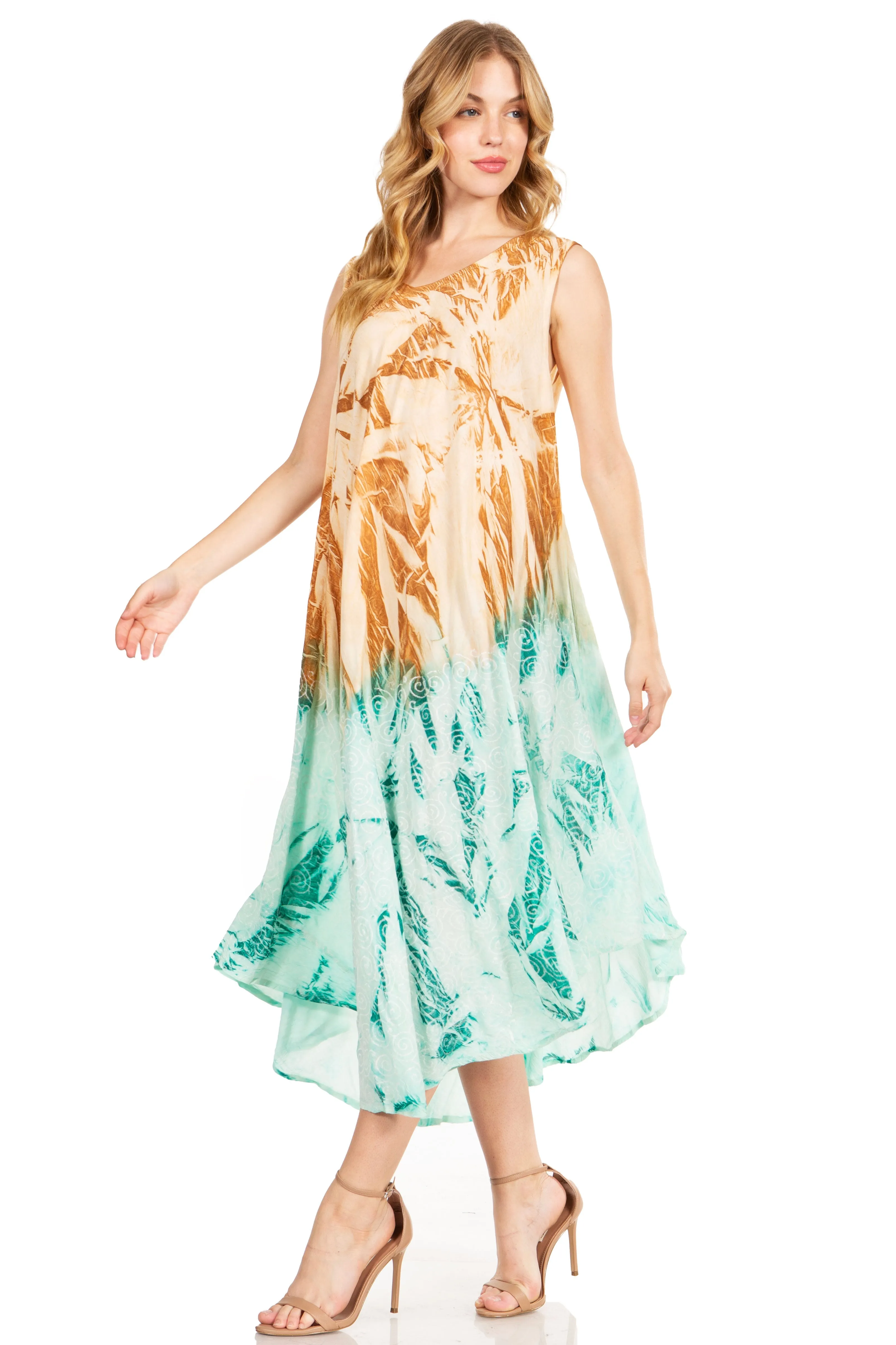 Sakkas Starlight Fourth Women's Tie Dye Caftan Tank Dress/Cover Up  Beach Kaftan