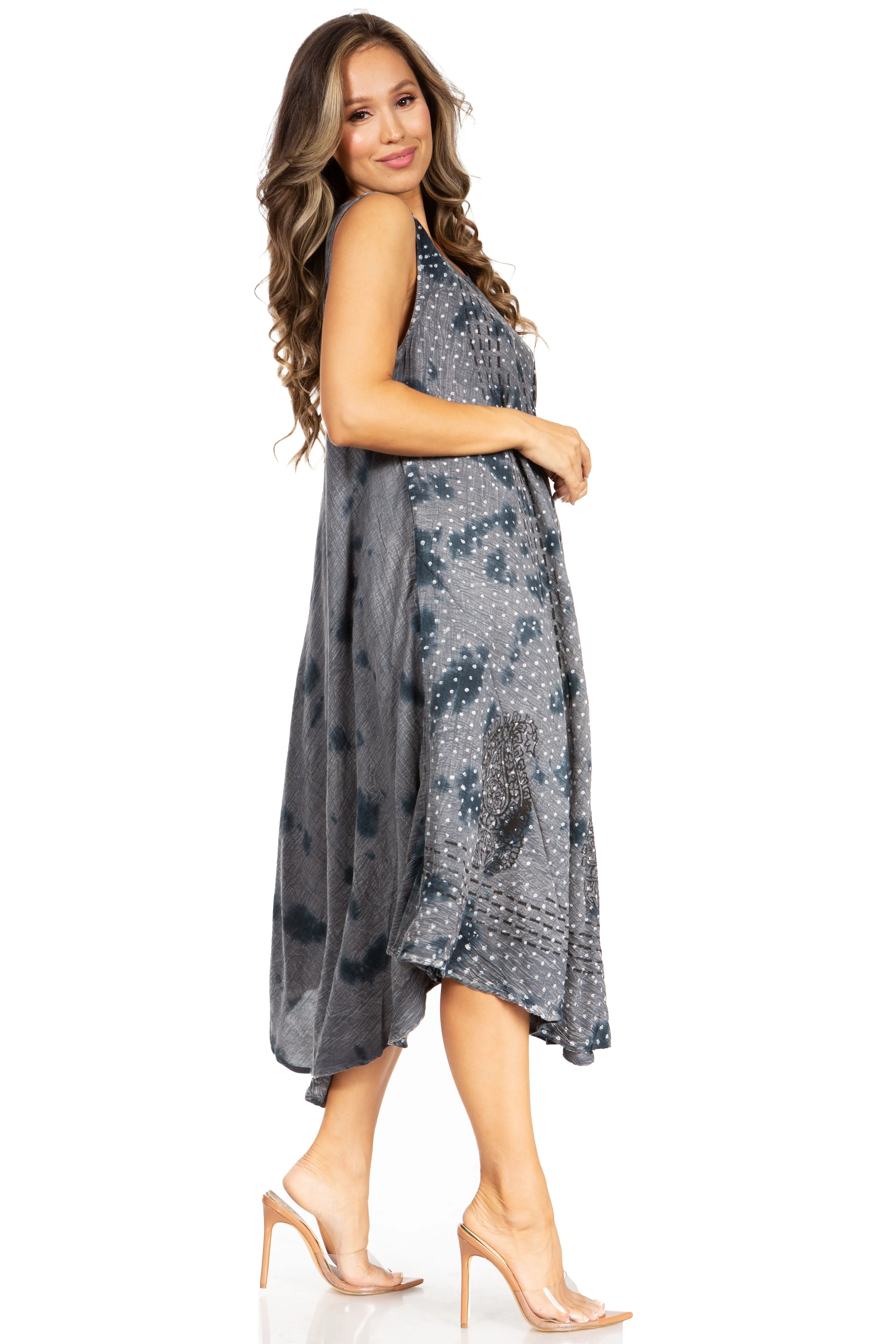 Sakkas Starlight Fourth Women's Tie Dye Caftan Tank Dress/Cover Up  Beach Kaftan