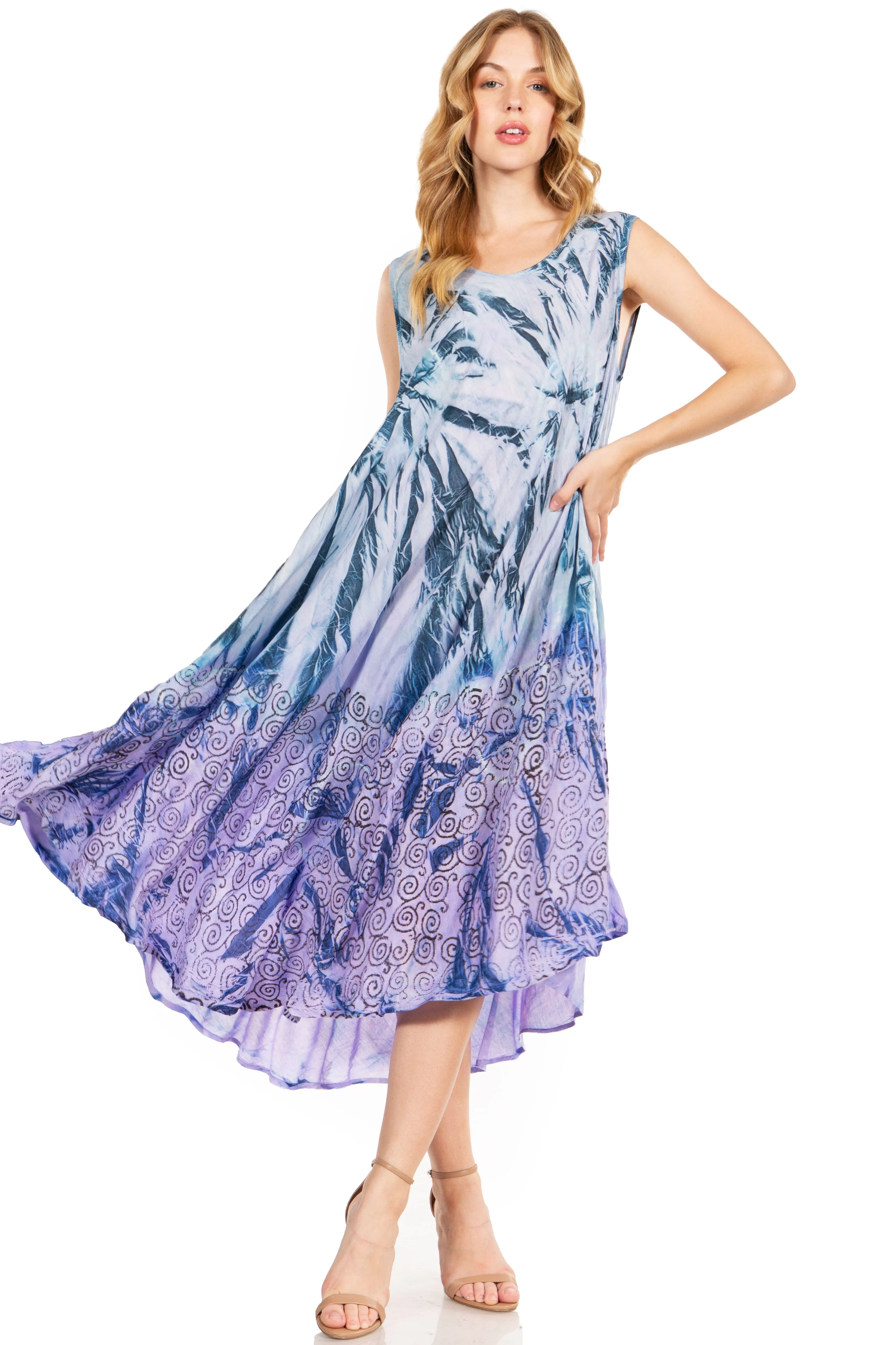 Sakkas Starlight Fourth Women's Tie Dye Caftan Tank Dress/Cover Up  Beach Kaftan