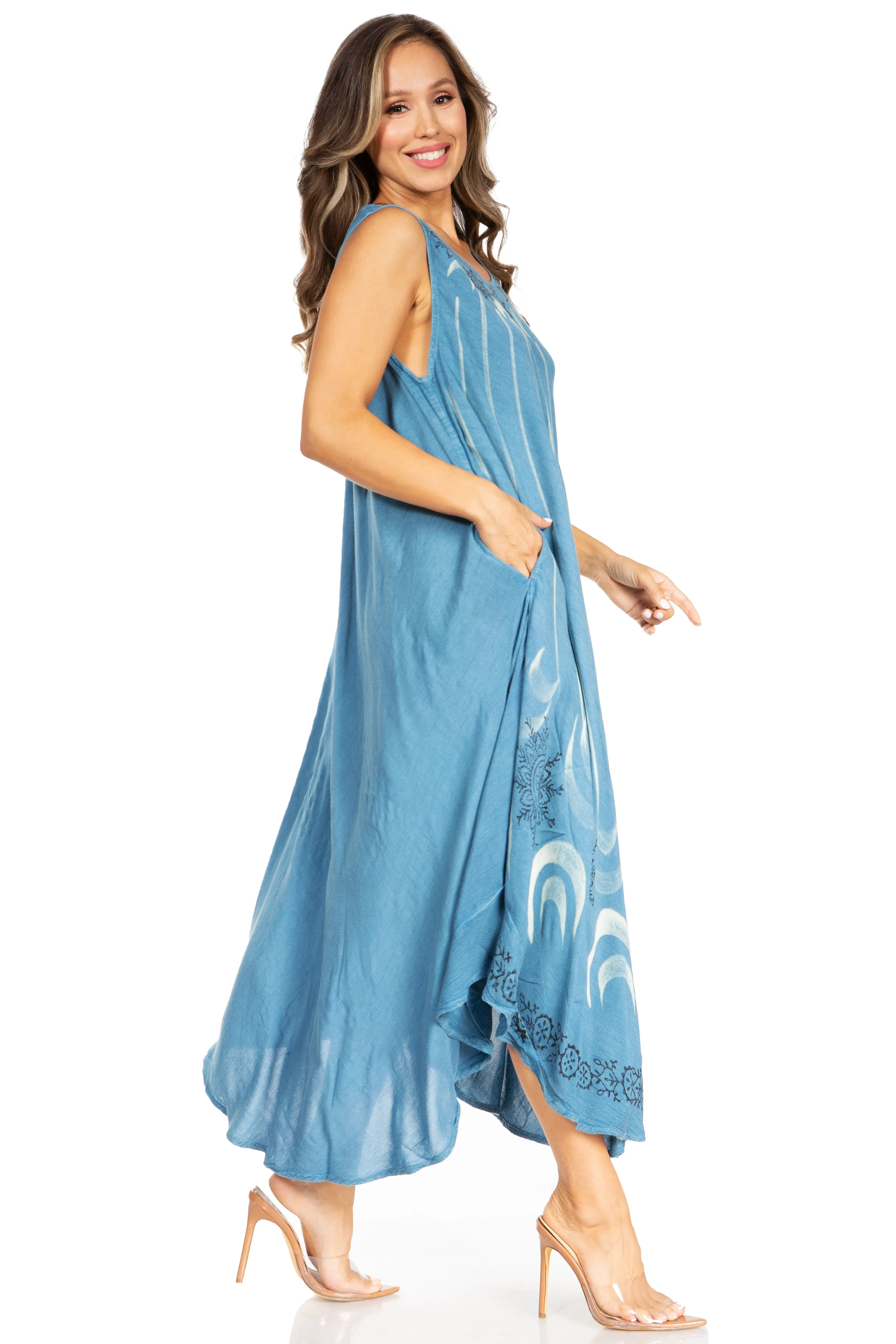 Sakkas Starlight Fourth Women's Tie Dye Caftan Tank Dress/Cover Up  Beach Kaftan