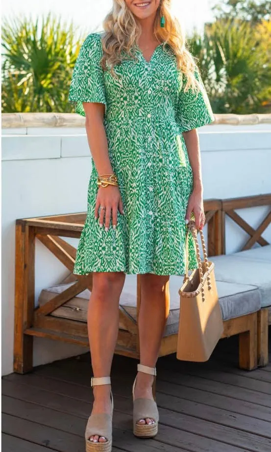 Short Sleeve Carabella Dress - Green Fiji FINAL SALE