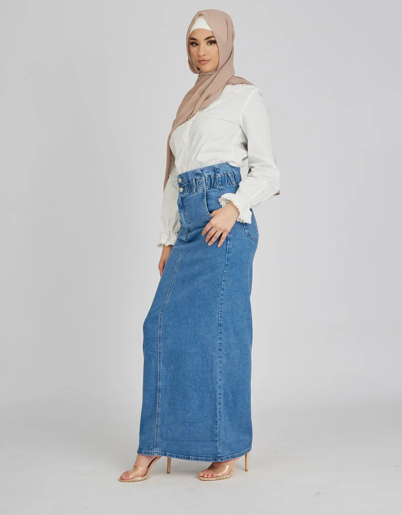 Skirt Maxi Denim High Waisted