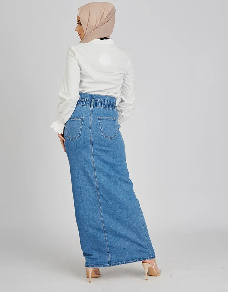 Skirt Maxi Denim High Waisted