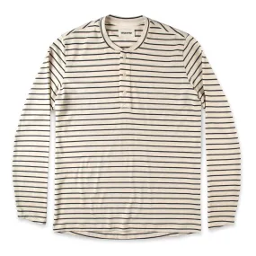 The Mercerized Merino Henley in Navy Stripe