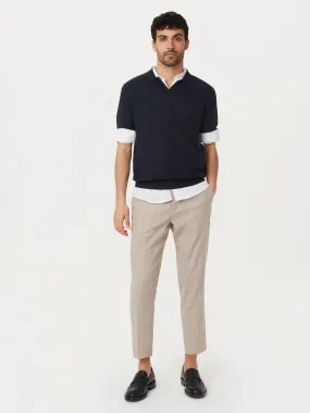 The Short Sleeve Linen Polo in Navy