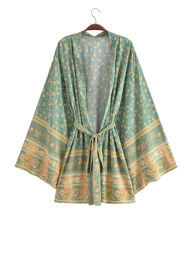 Women's Short Kimono Jacket. Short Kimono Robe. Bohemian Print Kimono