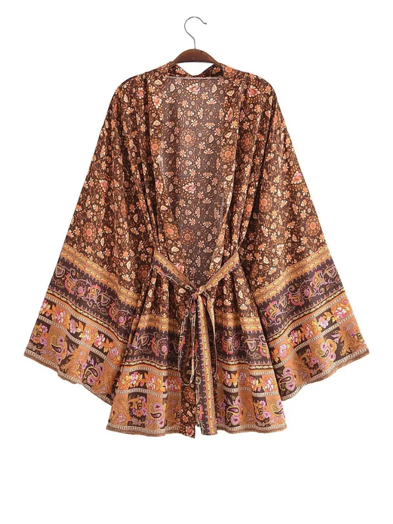 Women's Short Kimono Jacket. Short Kimono Robe. Bohemian Print Kimono