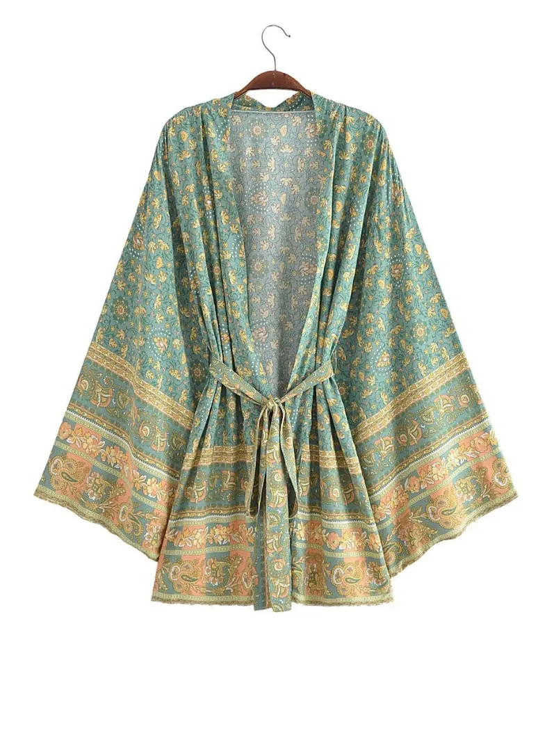 Women's Short Kimono Jacket. Short Kimono Robe. Bohemian Print Kimono