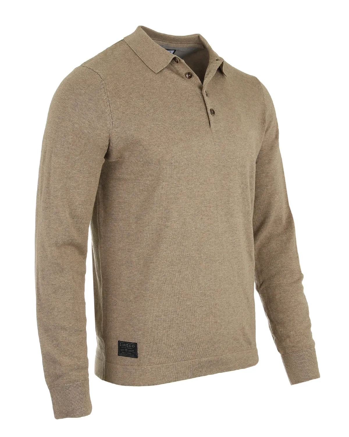 ZIMEGO Men's Casual Polo Sweater - Long Sleeve Pullover Button Knit Shirt